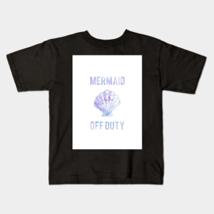 Mermaid Off Duty - Purple Seashell White Background Kids T-Shirt